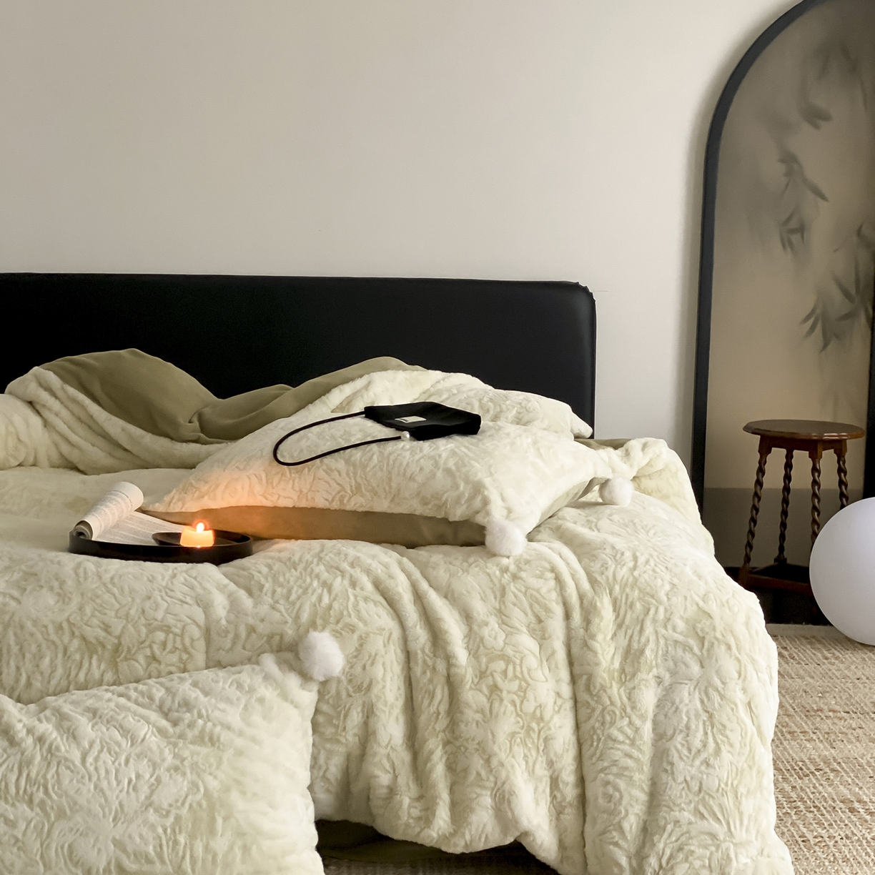 91家纺网 家纺一手货源 找家纺 玉宇阁家居 2025新款230g高克重牛奶绒立体提花雕花四件套-浮雕的纹理（228/305/315/315/315/335（券后控价）） 浮雕的纹理-橡木苔绿