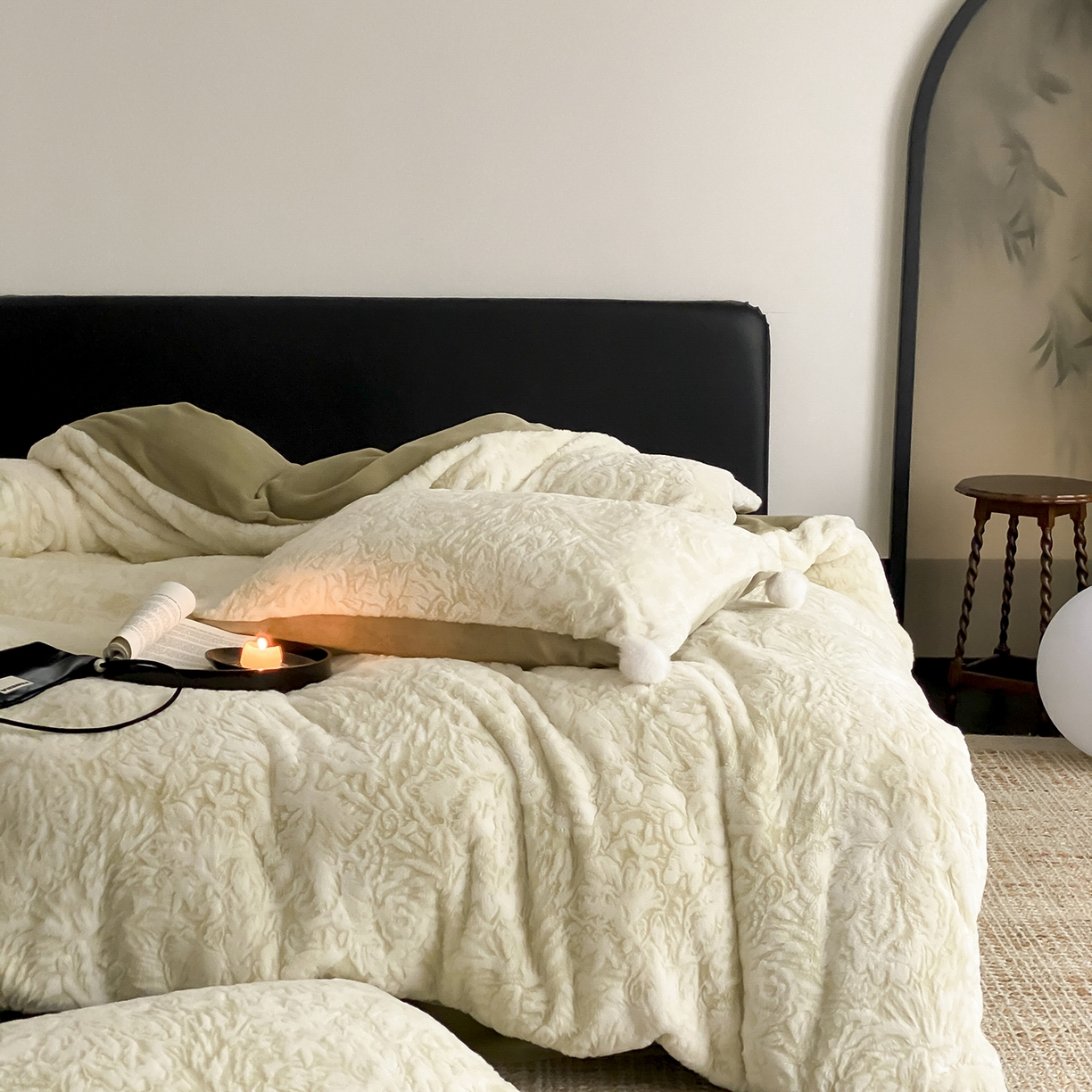 91家纺网 家纺一手货源 找家纺 玉宇阁家居 2025新款230g高克重牛奶绒立体提花雕花四件套-浮雕的纹理（228/305/315/315/315/335（券后控价）） 浮雕的纹理-橡木苔绿