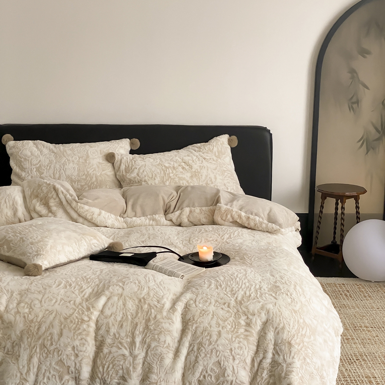 91家纺网 家纺一手货源 找家纺 玉宇阁家居 2025新款230g高克重牛奶绒立体提花雕花四件套-浮雕的纹理（228/305/315/315/315/335（券后控价）） 浮雕的纹理-松木棕