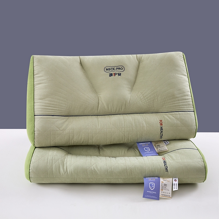 91家纺网 家纺一手货源 找家纺 浩宇家纺 2025新款颈护安枕直播爆款枕头区间定位助眠护颈款枕芯成人家用枕皮批发 绿色