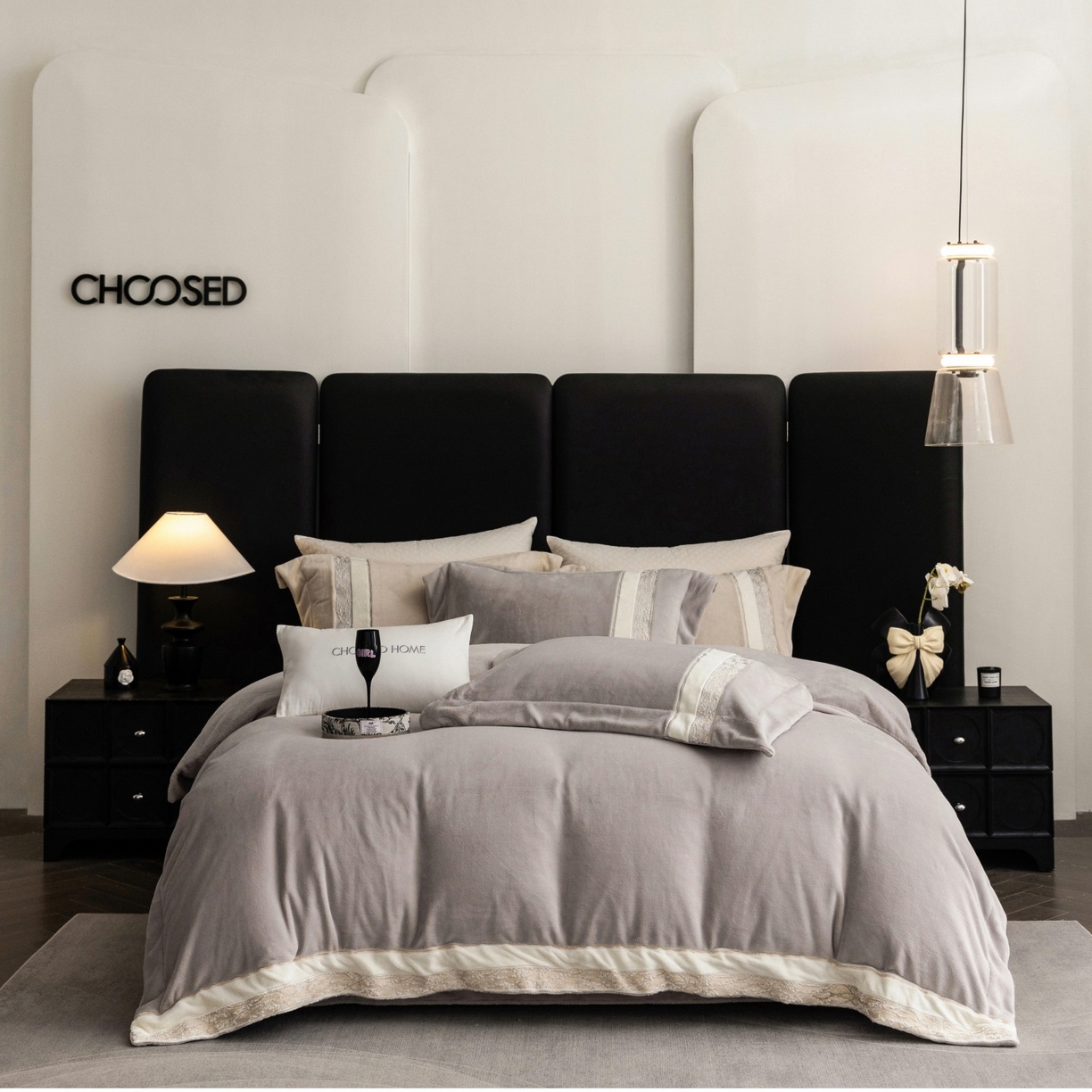 91家纺网 家纺一手货源 找家纺 （总）初拾 2025新款230g牛奶绒“高级感“绣花四件套—曼岛邂逅