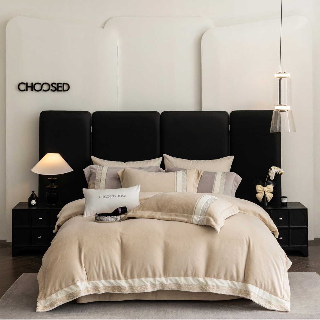 91家纺网 家纺一手货源 找家纺 （总）初拾 2025新款230g牛奶绒“高级感“绣花四件套—曼岛邂逅