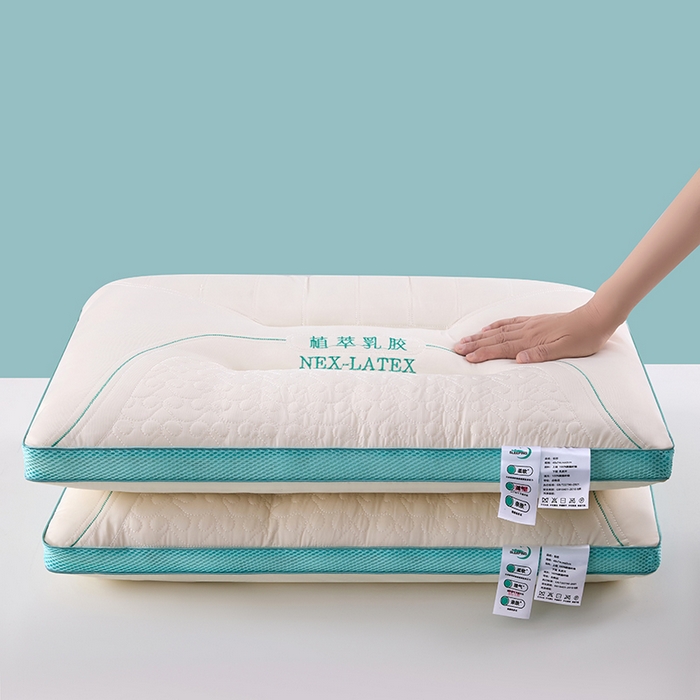 91家纺网 家纺一手货源 找家纺 （总）浩宇家纺 2025新款凉感丝植萃乳胶枕直播爆款枕头区间定位护颈枕芯助眠枕皮批发