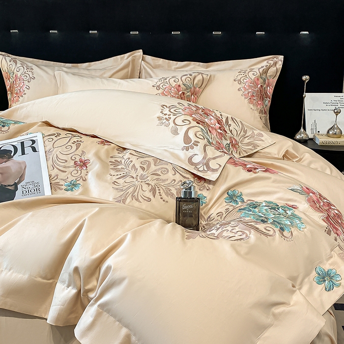 91家纺网 家纺一手货源 找家纺 （总）置顶家纺 2025新款13372全棉拼接刺绣四件套-盛世花悦