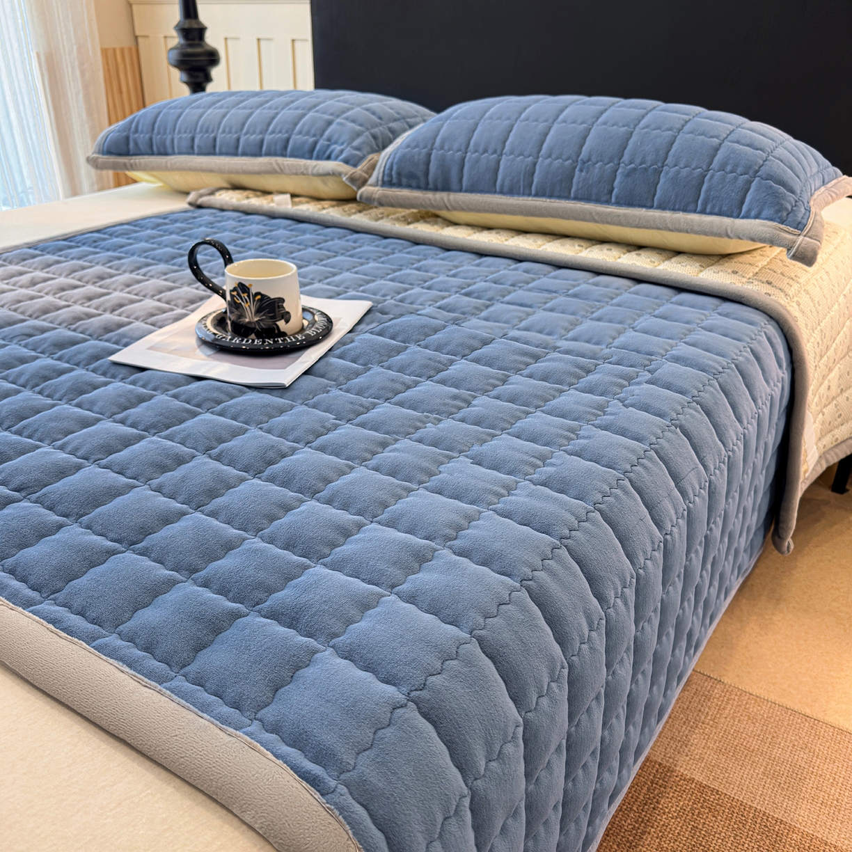 91家纺网 家纺一手货源 找家纺 （总）颜选 2025新款高克重牛奶绒纯色床垫系列