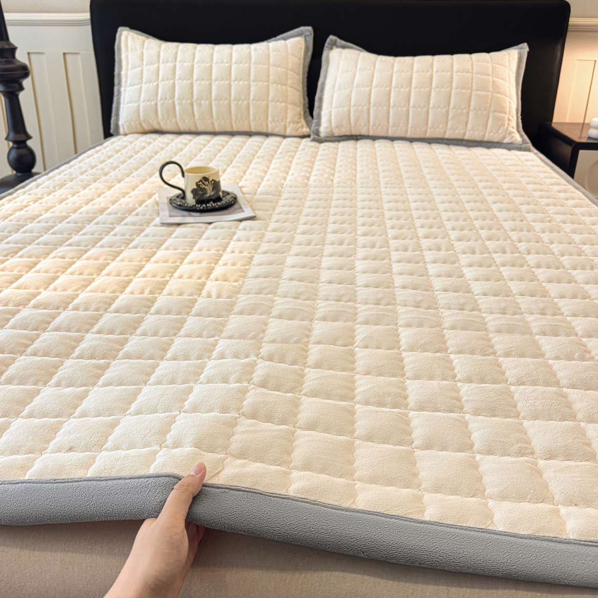 91家纺网 家纺一手货源 找家纺 （总）颜选 2025新款高克重牛奶绒纯色床垫系列