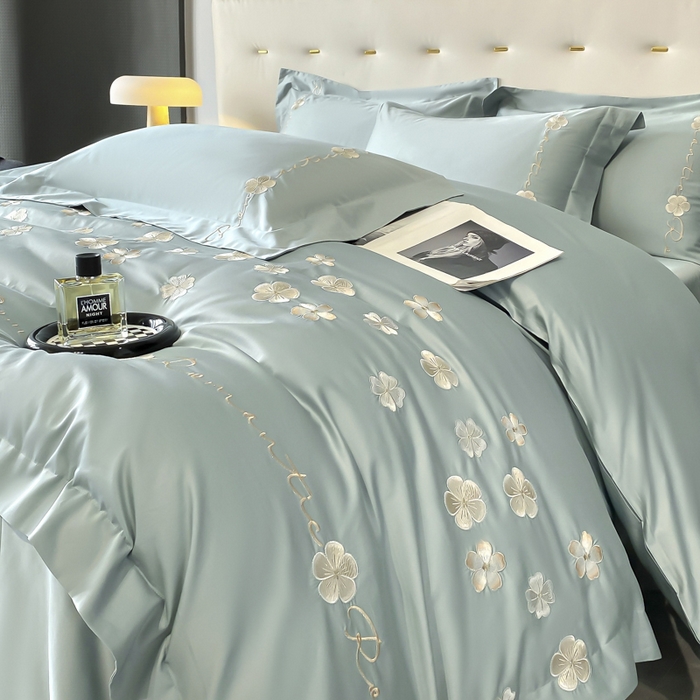 91家纺网 家纺一手货源 找家纺 （总）置顶家纺 2025新款13372全棉刺绣四件套-桃花朵朵开