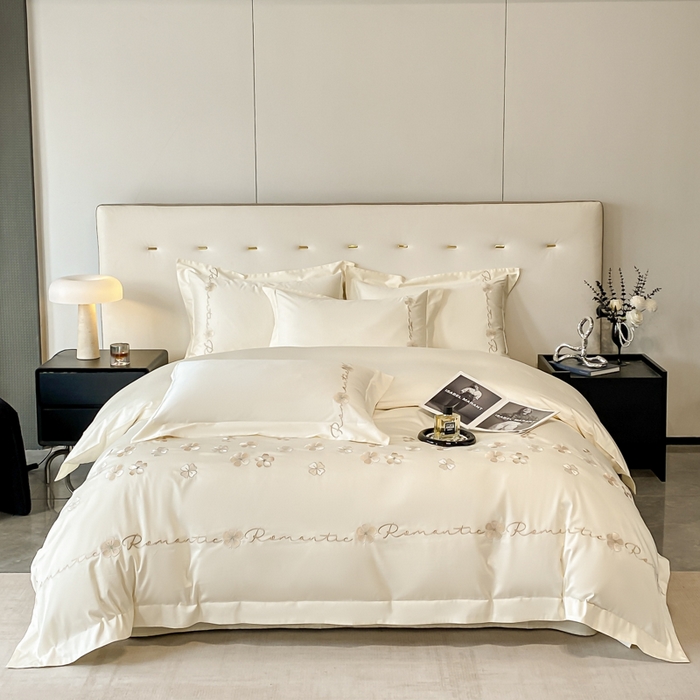 91家纺网 家纺一手货源 找家纺 （总）置顶家纺 2025新款13372全棉刺绣四件套-桃花朵朵开