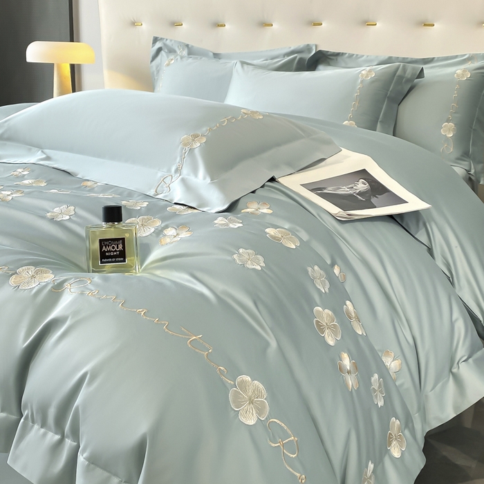 91家纺网 家纺一手货源 找家纺 （总）置顶家纺 2025新款13372全棉刺绣四件套-桃花朵朵开