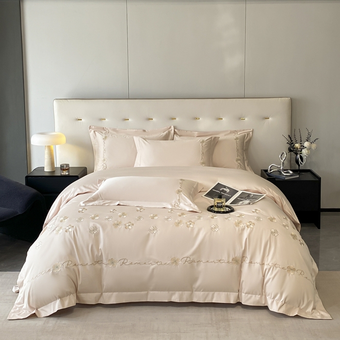 91家纺网 家纺一手货源 找家纺 （总）置顶家纺 2025新款13372全棉刺绣四件套-桃花朵朵开