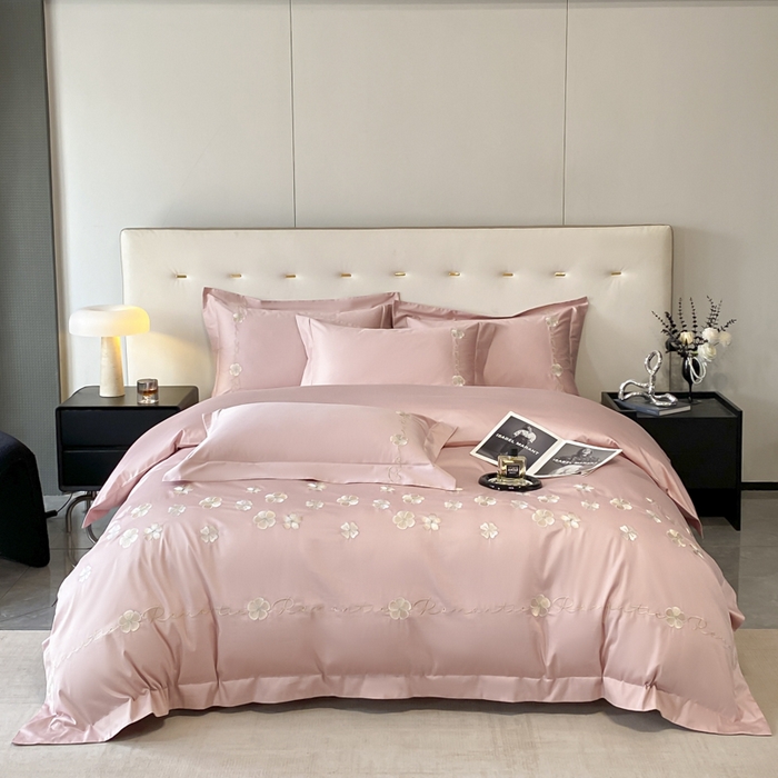 91家纺网 家纺一手货源 找家纺 （总）置顶家纺 2025新款13372全棉刺绣四件套-桃花朵朵开