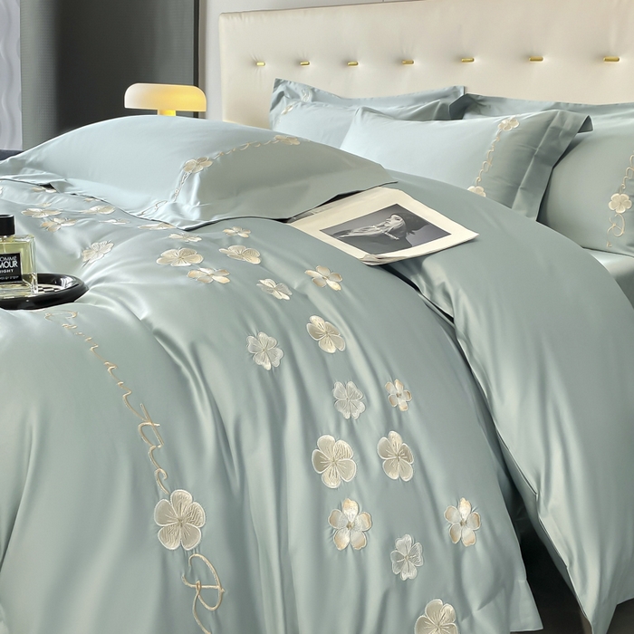 91家纺网 家纺一手货源 找家纺 （总）置顶家纺 2025新款13372全棉刺绣四件套-桃花朵朵开