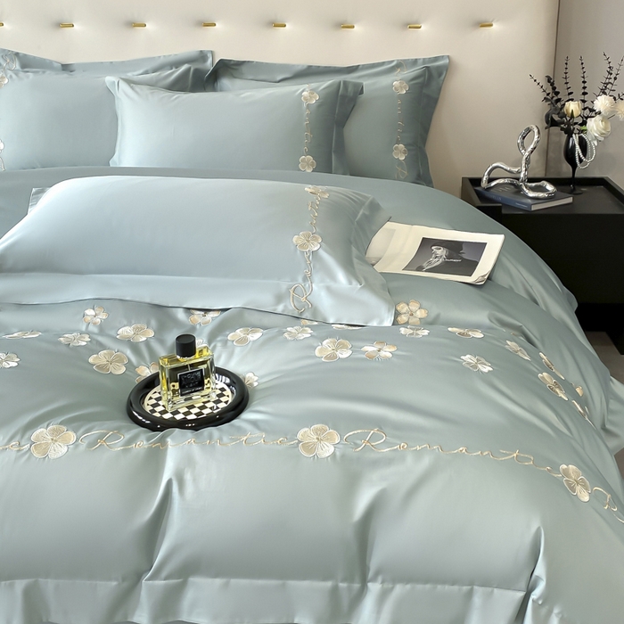 91家纺网 家纺一手货源 找家纺 （总）置顶家纺 2025新款13372全棉刺绣四件套-桃花朵朵开