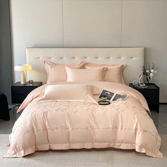 91家纺网 家纺一手货源 找家纺 （总）置顶家纺 2025新款13372全棉刺绣四件套-桃花朵朵开