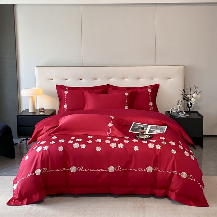 91家纺网 家纺一手货源 找家纺 （总）置顶家纺 2025新款13372全棉刺绣四件套-桃花朵朵开