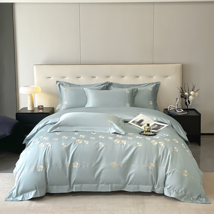 91家纺网 家纺一手货源 找家纺 （总）置顶家纺 2025新款13372全棉刺绣四件套-桃花朵朵开