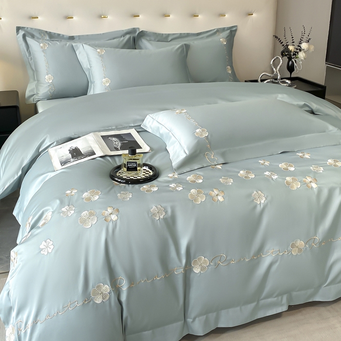 91家纺网 家纺一手货源 找家纺 （总）置顶家纺 2025新款13372全棉刺绣四件套-桃花朵朵开