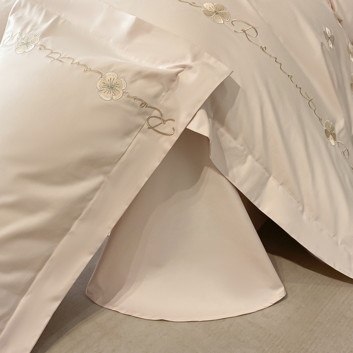 91家纺网 家纺一手货源 找家纺 置顶家纺 2025新款13372全棉刺绣四件套-桃花朵朵开 桃花朵朵开-奶玉色