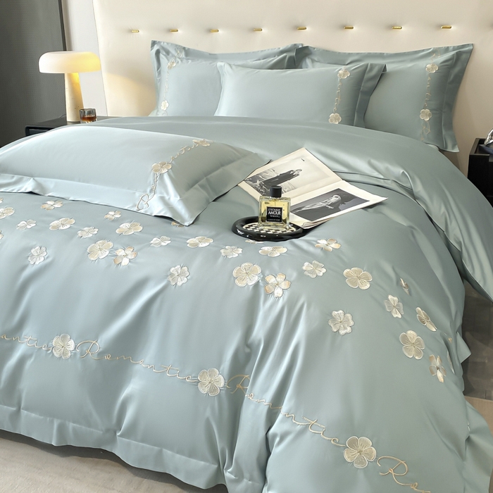 91家纺网 家纺一手货源 找家纺 （总）置顶家纺 2025新款13372全棉刺绣四件套-桃花朵朵开