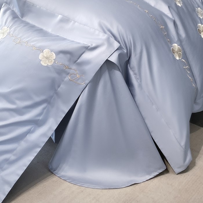 91家纺网 家纺一手货源 找家纺 置顶家纺 2025新款13372全棉刺绣四件套-桃花朵朵开 桃花朵朵开-天蓝