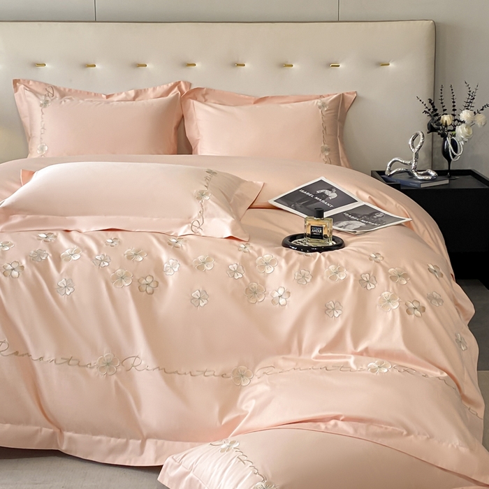 91家纺网 家纺一手货源 找家纺 置顶家纺 2025新款13372全棉刺绣四件套-桃花朵朵开 桃花朵朵开-粉玉