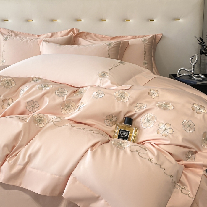 91家纺网 家纺一手货源 找家纺 置顶家纺 2025新款13372全棉刺绣四件套-桃花朵朵开 桃花朵朵开-粉玉