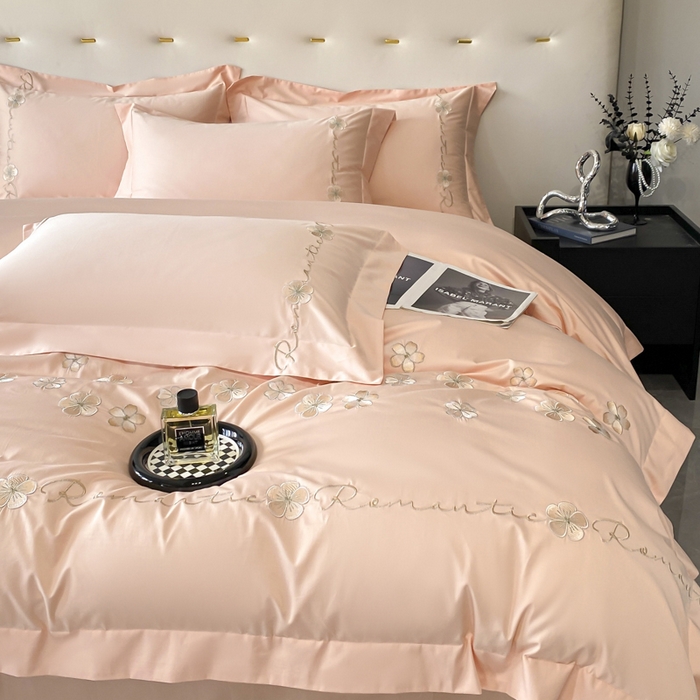 91家纺网 家纺一手货源 找家纺 置顶家纺 2025新款13372全棉刺绣四件套-桃花朵朵开 桃花朵朵开-粉玉