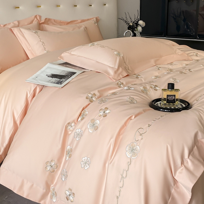 91家纺网 家纺一手货源 找家纺 置顶家纺 2025新款13372全棉刺绣四件套-桃花朵朵开 桃花朵朵开-粉玉