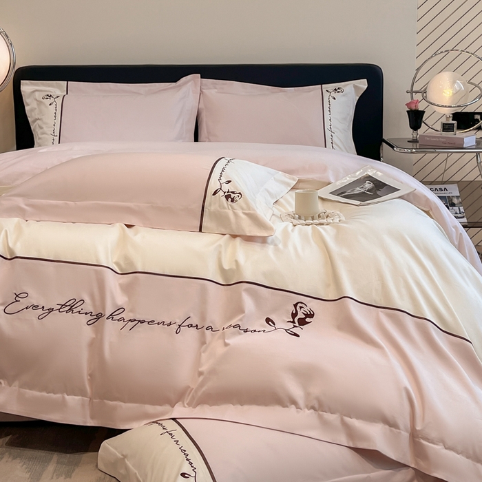 91家纺网 家纺一手货源 找家纺 置顶家纺 2025新款亲肤舒适全棉四件套-洛丽塔 洛丽塔-玉粉