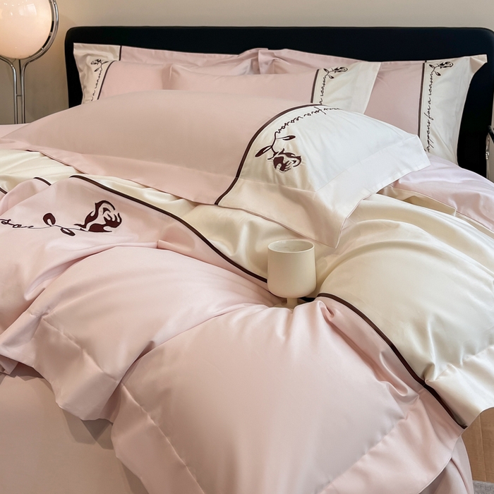 91家纺网 家纺一手货源 找家纺 置顶家纺 2025新款亲肤舒适全棉四件套-洛丽塔 洛丽塔-玉粉