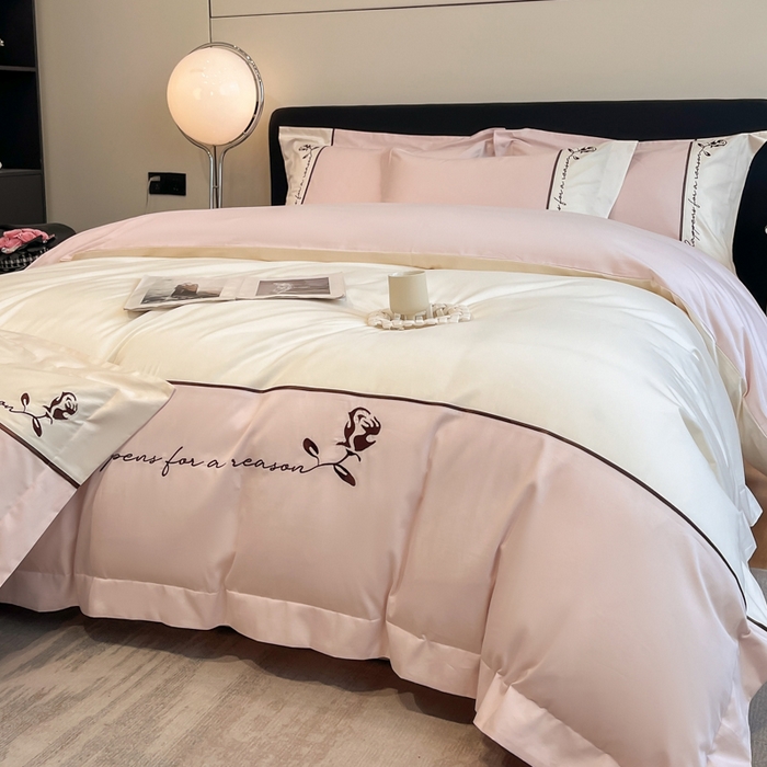 91家纺网 家纺一手货源 找家纺 置顶家纺 2025新款亲肤舒适全棉四件套-洛丽塔 洛丽塔-玉粉