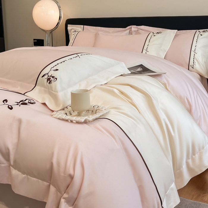 91家纺网 家纺一手货源 找家纺 置顶家纺 2025新款亲肤舒适全棉四件套-洛丽塔 洛丽塔-玉粉