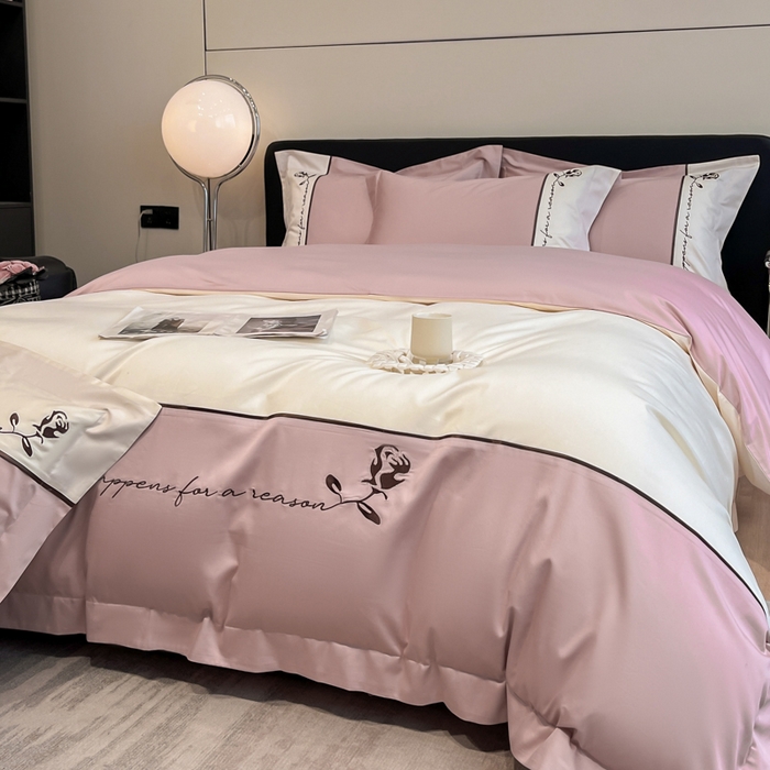 91家纺网 家纺一手货源 找家纺 置顶家纺 2025新款亲肤舒适全棉四件套-洛丽塔 洛丽塔-豆沙