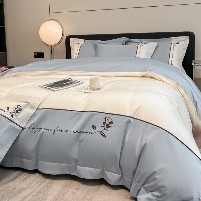 91家纺网 家纺一手货源 找家纺 置顶家纺 2025新款亲肤舒适全棉四件套-洛丽塔 洛丽塔-天蓝