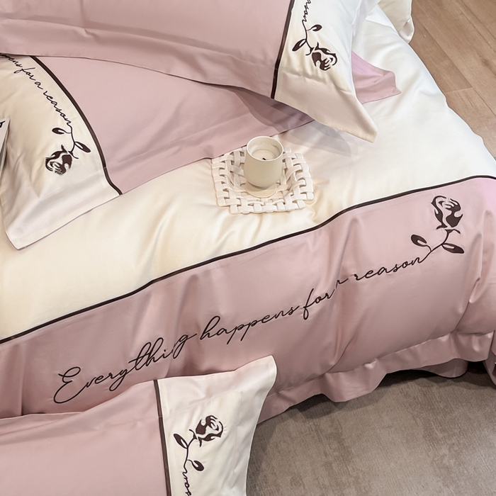 91家纺网 家纺一手货源 找家纺 置顶家纺 2025新款亲肤舒适全棉四件套-洛丽塔 洛丽塔-豆沙