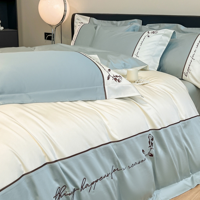 91家纺网 家纺一手货源 找家纺 置顶家纺 2025新款亲肤舒适全棉四件套-洛丽塔 洛丽塔-繁星蓝