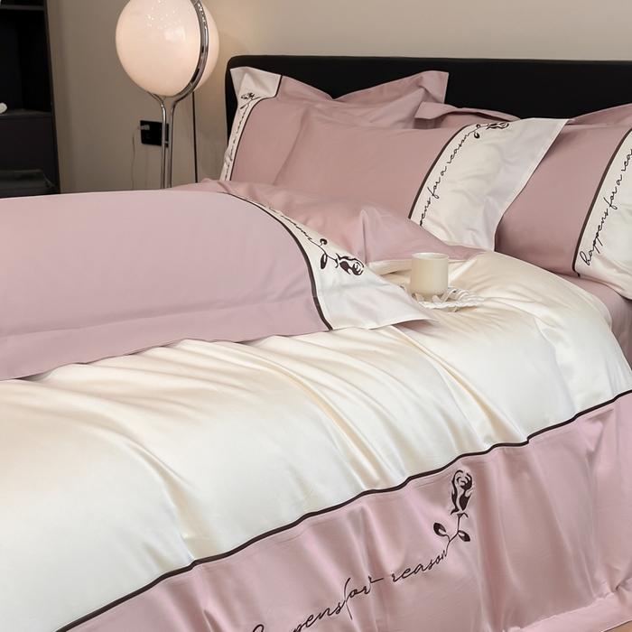 91家纺网 家纺一手货源 找家纺 置顶家纺 2025新款亲肤舒适全棉四件套-洛丽塔 洛丽塔-豆沙