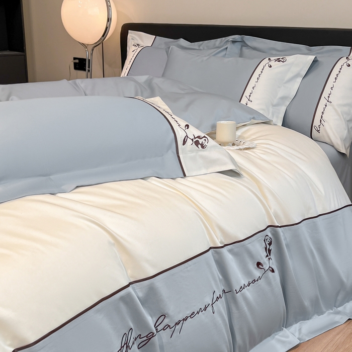 91家纺网 家纺一手货源 找家纺 置顶家纺 2025新款亲肤舒适全棉四件套-洛丽塔 洛丽塔-天蓝