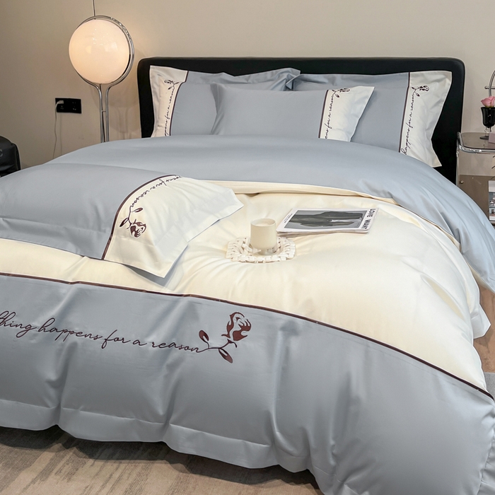 91家纺网 家纺一手货源 找家纺 置顶家纺 2025新款亲肤舒适全棉四件套-洛丽塔 洛丽塔-天蓝