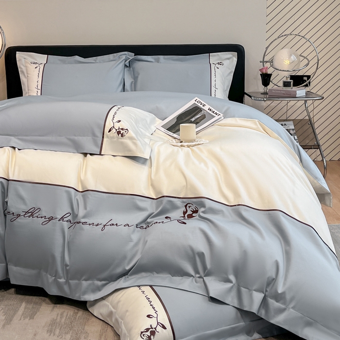 91家纺网 家纺一手货源 找家纺 置顶家纺 2025新款亲肤舒适全棉四件套-洛丽塔 洛丽塔-天蓝