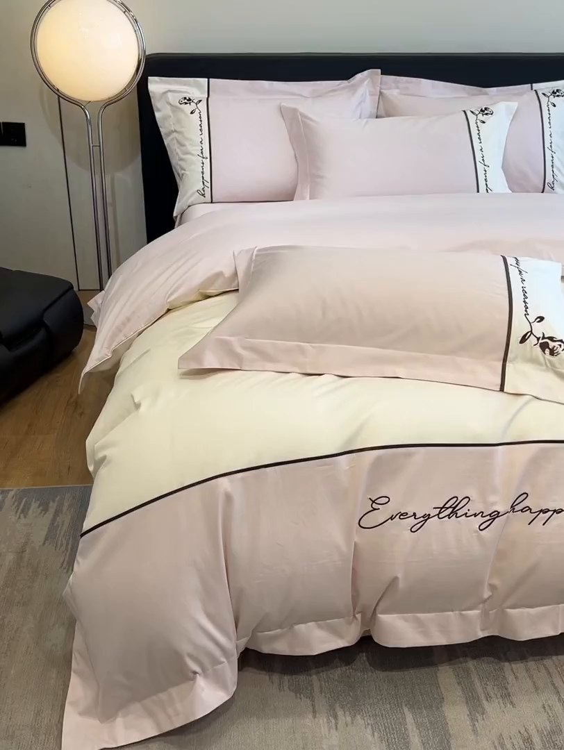 91家纺网 家纺一手货源 找家纺 置顶家纺 2025新款亲肤舒适全棉四件套-洛丽塔 洛丽塔-玉粉