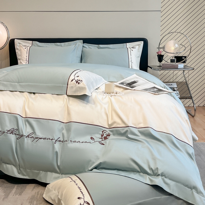 91家纺网 家纺一手货源 找家纺 置顶家纺 2025新款亲肤舒适全棉四件套-洛丽塔 洛丽塔-繁星蓝