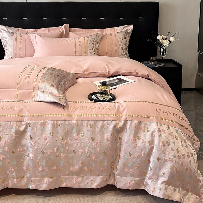 91家纺网 家纺一手货源 找家纺 置顶家纺 2025新款亲肤刺绣四件套-My girl-风格一 My girl-浅豆沙