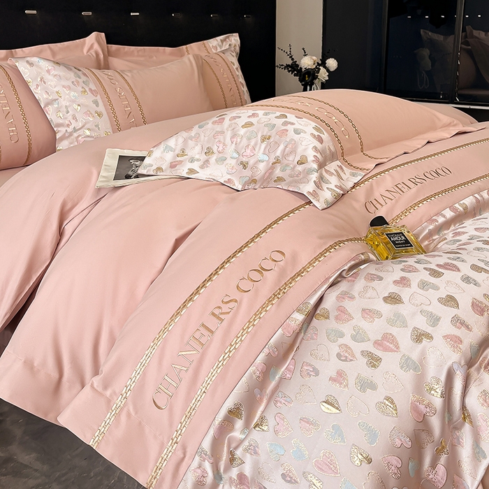 91家纺网 家纺一手货源 找家纺 置顶家纺 2025新款亲肤刺绣四件套-My girl-风格一 My girl-浅豆沙