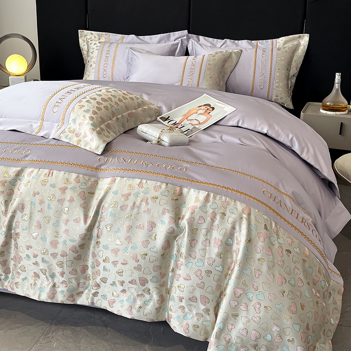 91家纺网 家纺一手货源 找家纺 置顶家纺 2025新款亲肤刺绣四件套-My girl-风格二 My girl-香芋紫