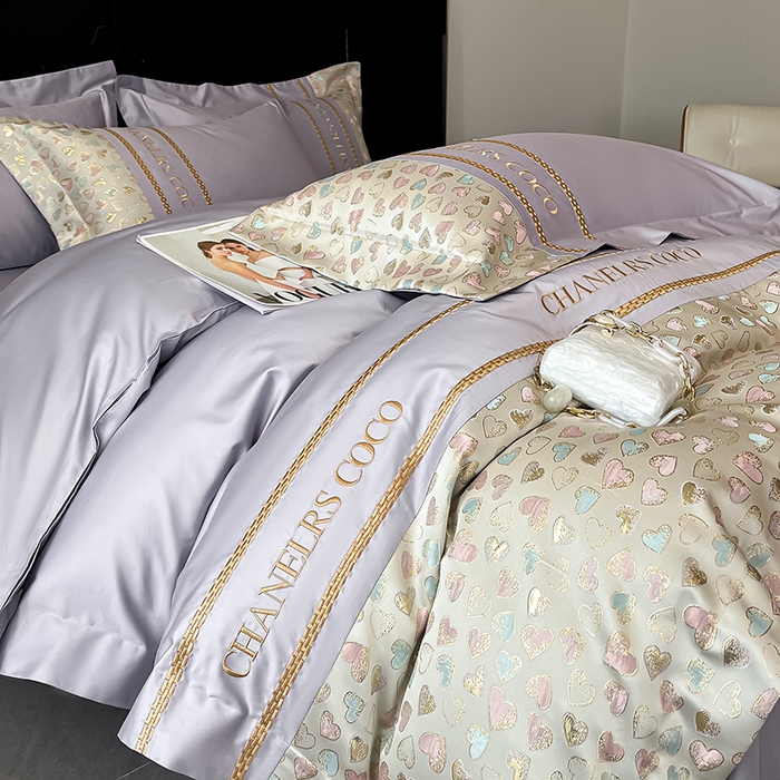 91家纺网 家纺一手货源 找家纺 置顶家纺 2025新款亲肤刺绣四件套-My girl-风格二 My girl-香芋紫