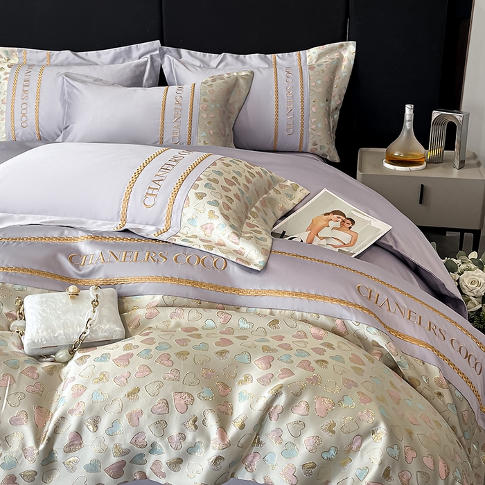 91家纺网 家纺一手货源 找家纺 置顶家纺 2025新款亲肤刺绣四件套-My girl-风格二 My girl-香芋紫