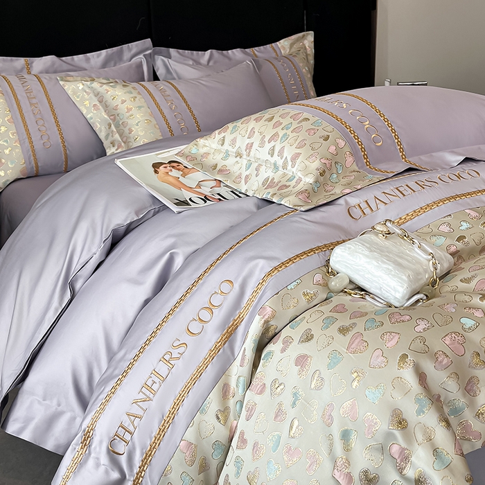 91家纺网 家纺一手货源 找家纺 置顶家纺 2025新款亲肤刺绣四件套-My girl-风格二 My girl-香芋紫