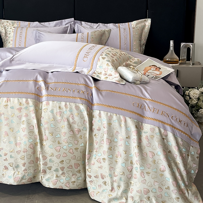 91家纺网 家纺一手货源 找家纺 置顶家纺 2025新款亲肤刺绣四件套-My girl-风格二 My girl-香芋紫