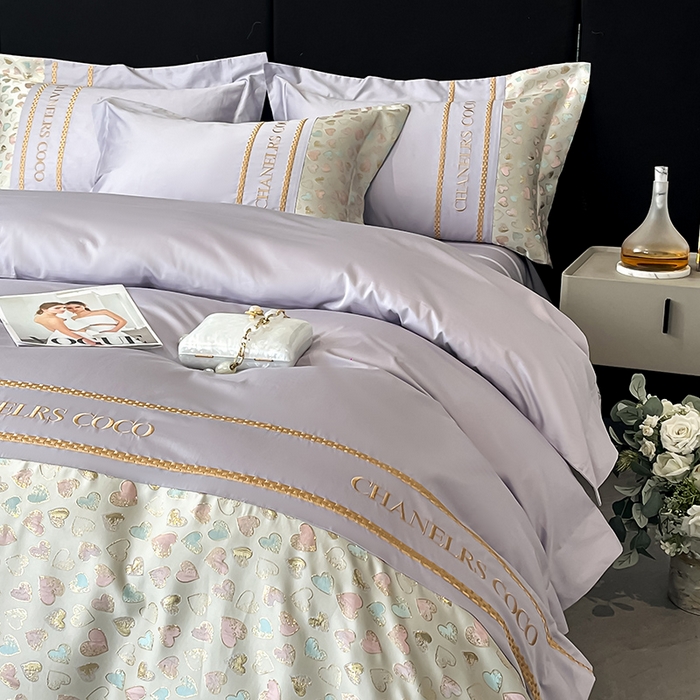 91家纺网 家纺一手货源 找家纺 置顶家纺 2025新款亲肤刺绣四件套-My girl-风格二 My girl-香芋紫